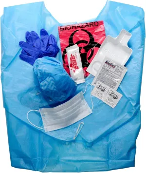 MFASCO Bodily Fluid Cleanup & Protection Combo Kit - Deluxe Bio Bag, First Responder Supplies - OSHA Compliant Bloodborne Pathogens Cleanup - Disposable Resealable Bag - USA Assembled - Spill Clean Up