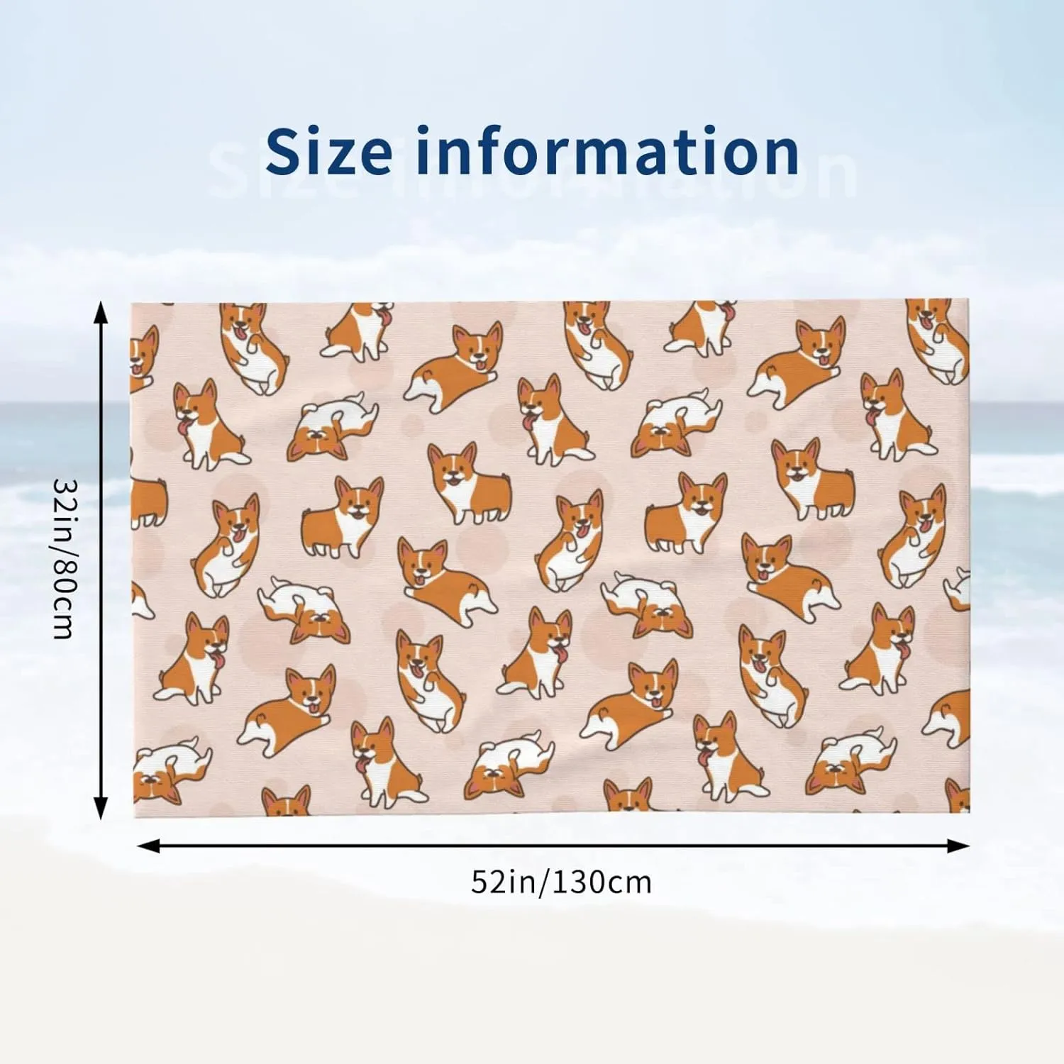 Microfiber Beach Towel Corgi Dog Animal Bath Towel Beach Blanket Cute Quick Dry Towel for Travel Swim Pool Yoga Camping Gym Sport -28x55
