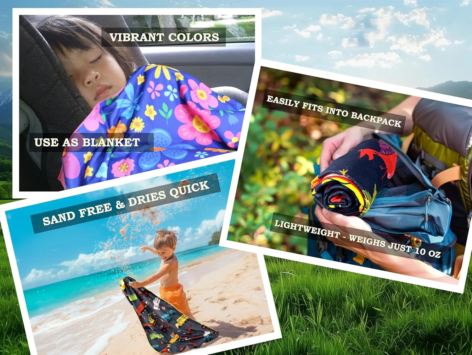 Microfiber Beach Towel for Kids - Thin and Large (30"x60") - Floral - Absorbent, quick dry, sand free, lightweight, blanket - toddler, girls, boys - For Sports, Pool, Picnic, Camping, Travel, Swim