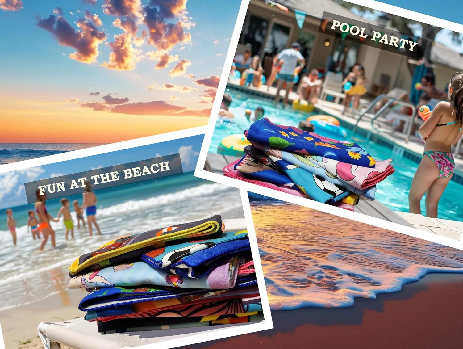 Microfiber Beach Towel for Kids - Thin and Large (30"x60") - Floral - Absorbent, quick dry, sand free, lightweight, blanket - toddler, girls, boys - For Sports, Pool, Picnic, Camping, Travel, Swim