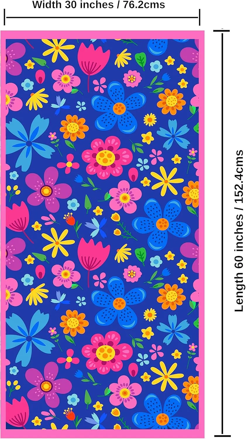 Microfiber Beach Towel for Kids - Thin and Large (30"x60") - Floral - Absorbent, quick dry, sand free, lightweight, blanket - toddler, girls, boys - For Sports, Pool, Picnic, Camping, Travel, Swim