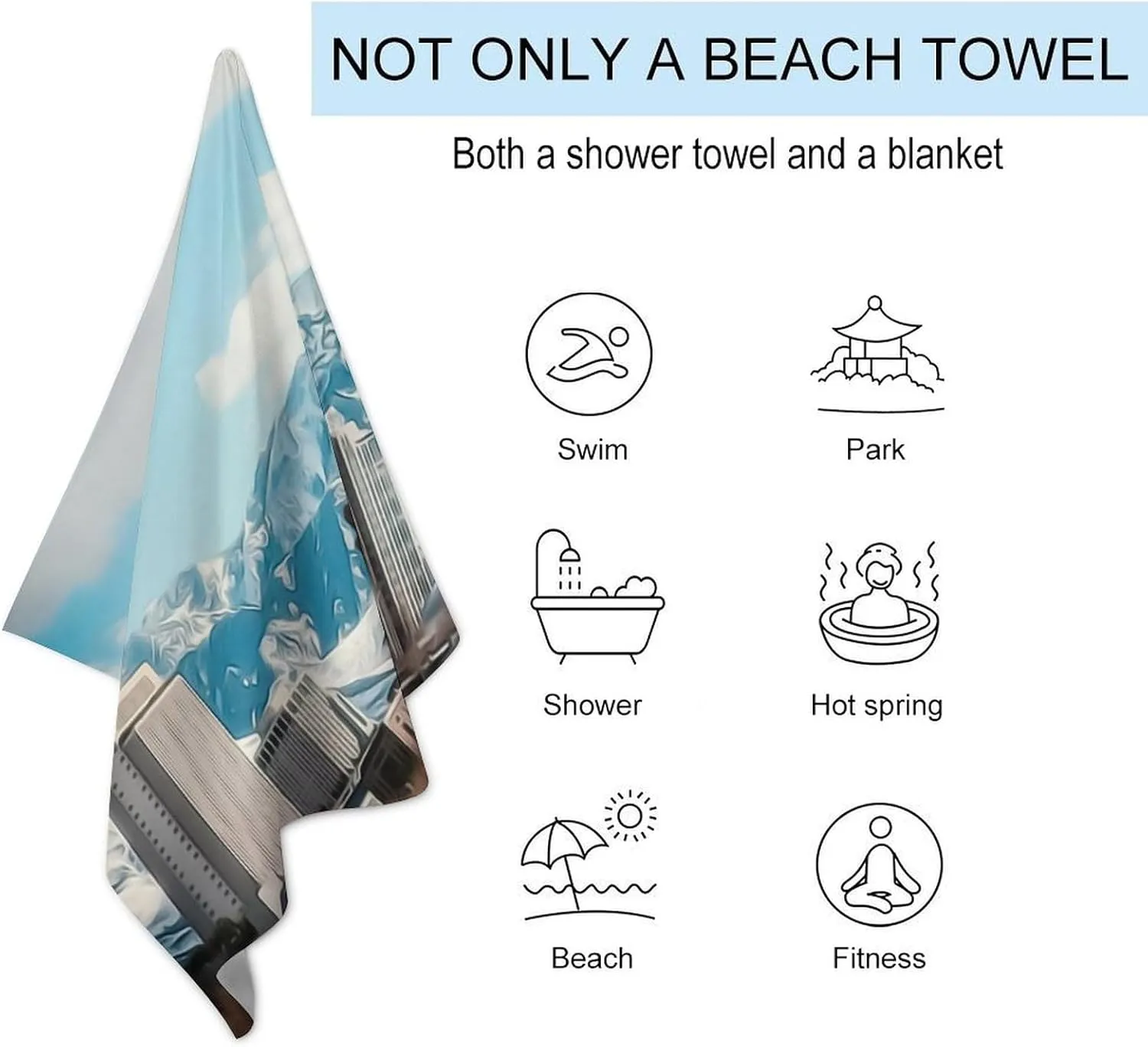 Microfiber Thin Beach Towel with Salt Lake City City Travel Souvenir Collection Sand Free for Shower Bachelorette Party Picnic Essentials Custom Gifts for Friends Large Made in The USA for Boys