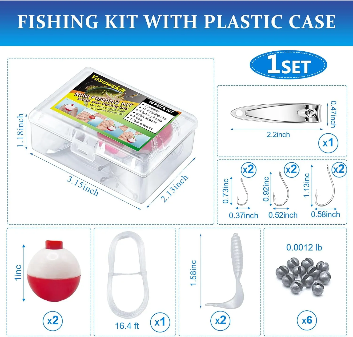 Mini Fishing Kits Bulk for Kids Small Survival Fishing Kit Portable Fishing Tackle Fishing Accessories Fishing Gear with Case for Beginner Operation Christmas Shoebox Stocking Stuffer Gift