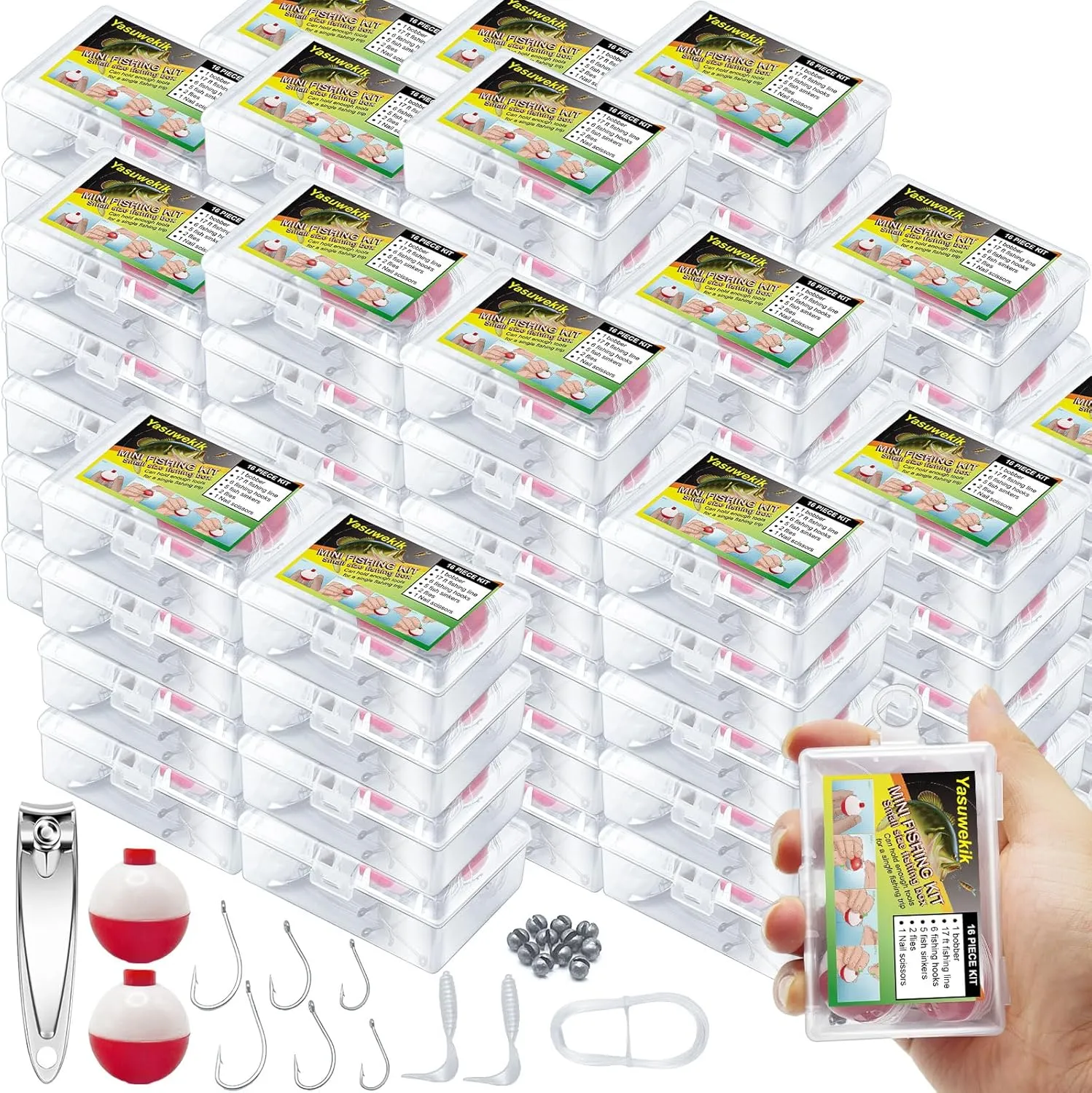 Mini Fishing Kits Bulk for Kids Small Survival Fishing Kit Portable Fishing Tackle Fishing Accessories Fishing Gear with Case for Beginner Operation Christmas Shoebox Stocking Stuffer Gift