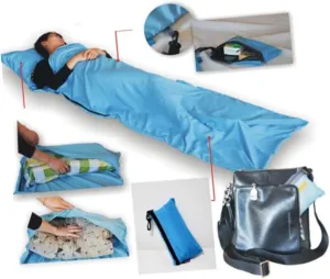 Mini Sleeping Bag for Travel Camping Single Person Waterproof Sky Blue Ultra Compact Lightweight