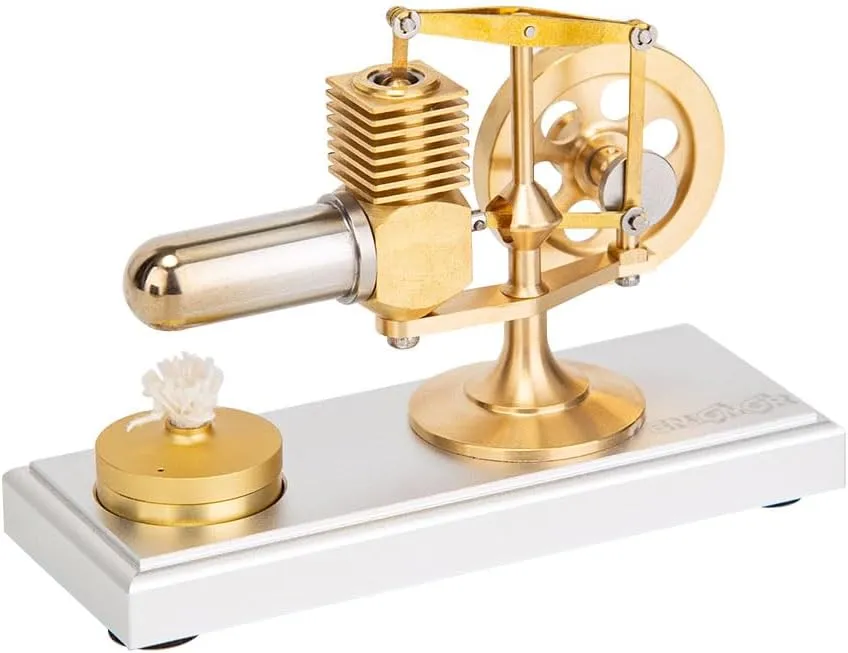 Mini Stirling Engine Model for Adults, Mini Hot Air Stirling Engine Generator Model, Science Education Kit, Mechanical Metal Beam Stirling Engine Kit (RTR Version)