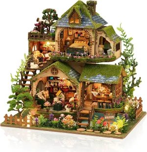 Miniature House Kit, 3D Puzzles for Adults, DIY Miniature Kit, Dollhouse Kit, Mini House Building Kit, Doll House Kits for Adults Teen to Build (Forest Adventure)