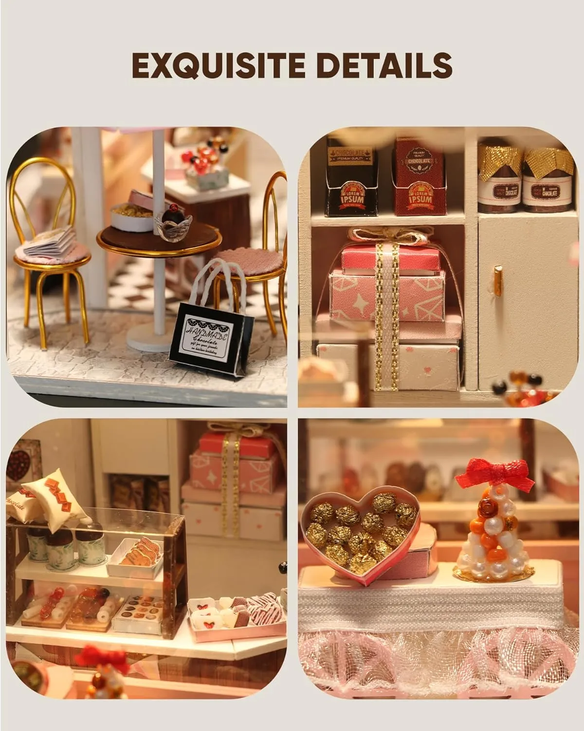 Miniature House Kit, Miniature Dollhouse for Beginners, Mayberry Street Miniatures, Model Building Craft Diorama Kit, Ideal Gifts for Birthday, Easter Christmas(Chocolate Shop)