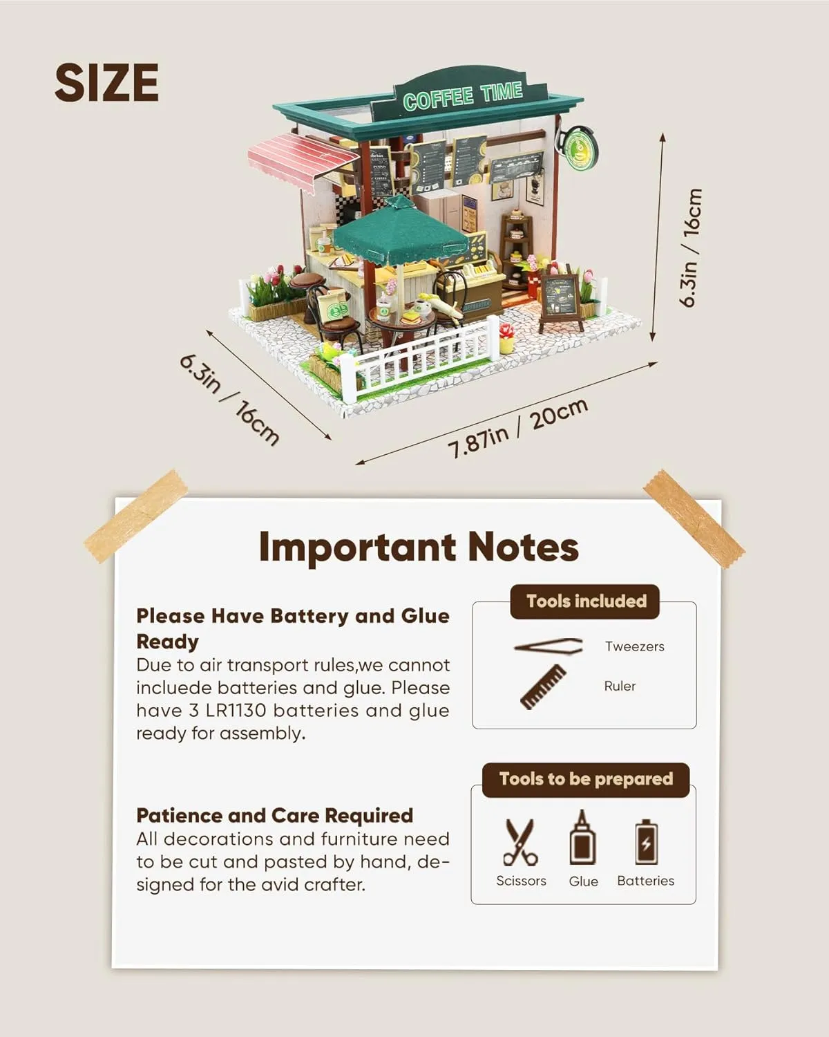 Miniature House Kit, Miniature Dollhouse, Mini Houses for Beginners, Mayberry Street Miniatures, Model Building Craft Diorama Kits for Adult, Ideal Gifts for Birthday, Easter Christmas(Coffee Shop)