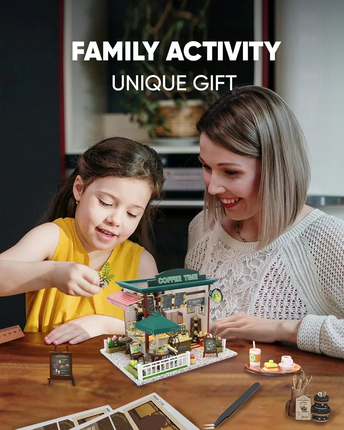 Miniature House Kit, Miniature Dollhouse, Mini Houses for Beginners, Mayberry Street Miniatures, Model Building Craft Diorama Kits for Adult, Ideal Gifts for Birthday, Easter Christmas(Coffee Shop)