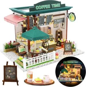 Miniature House Kit, Miniature Dollhouse, Mini Houses for Beginners, Mayberry Street Miniatures, Model Building Craft Diorama Kits for Adult, Ideal Gifts for Birthday, Easter Christmas(Coffee Shop)