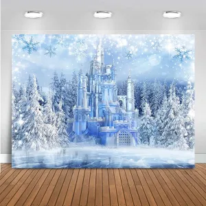 Mocsicka Winter Frozen Wonderland Backdrop Wonderland Party Decorations Crystal Ice Castle Photography Background for Kids Photo Studio Props