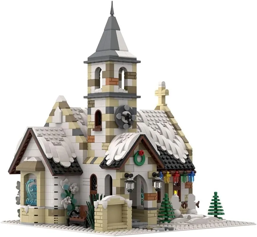 Modular Winter Christmas Cabin Building Kit, Winter Country Church Model, Christmas Series Building Blocks Set (1769PCS)