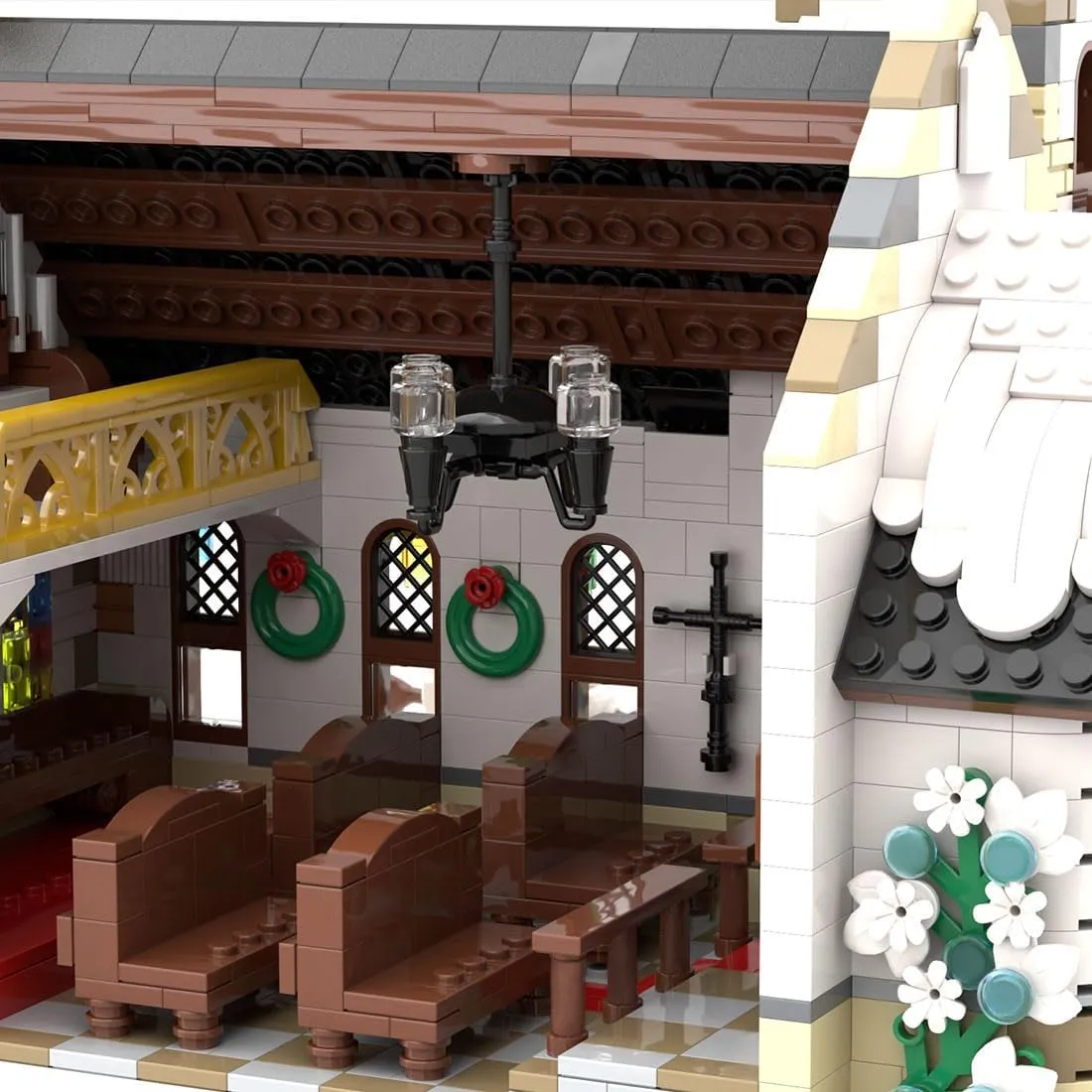 Modular Winter Christmas Cabin Building Kit, Winter Country Church Model, Christmas Series Building Blocks Set (1769PCS)