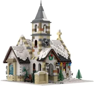 Modular Winter Christmas Cabin Building Kit, Winter Country Church Model, Christmas Series Building Blocks Set (1769PCS)
