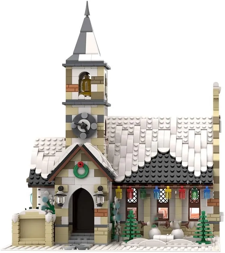 Modular Winter Christmas Cabin Building Kit, Winter Country Church Model, Christmas Series Building Blocks Set (1769PCS)