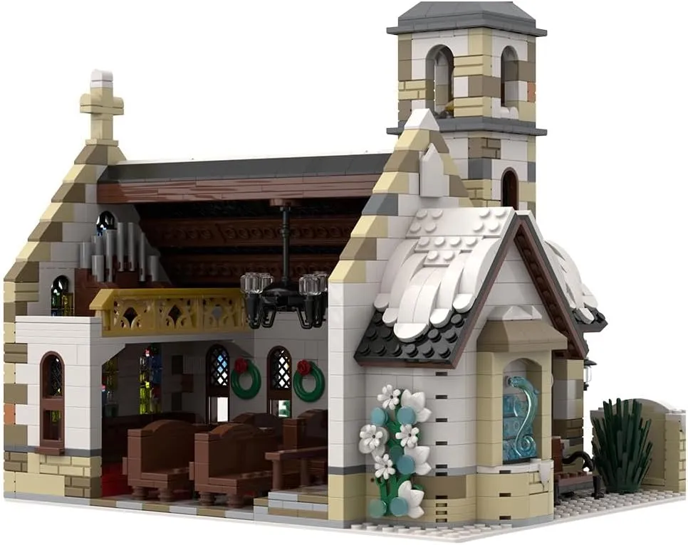 Modular Winter Christmas Cabin Building Kit, Winter Country Church Model, Christmas Series Building Blocks Set (1769PCS)