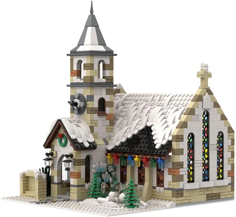 Modular Winter Christmas Cabin Building Kit, Winter Country Church Model, Christmas Series Building Blocks Set (1769PCS)