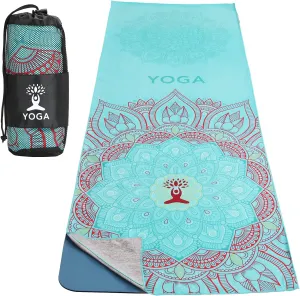 MoKo Yoga Towel, Non Slip Hot Yoga Mat Yoga Blanket Printing Pattern Quick Dry with Corner Pocket for Bikram, Pilates, Gym Workout, Outdoor Picnic