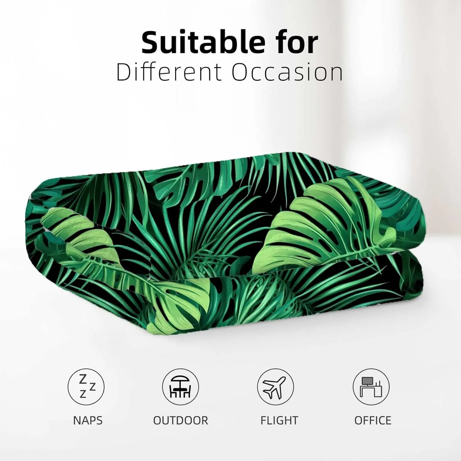Monstera Throw Blanket, Lightweight Tropical Jungle Plant Leaf Fleece Blanket Throw for Men and Women, 80"x60", Perfect for Living Room, Bed, or Home Decor