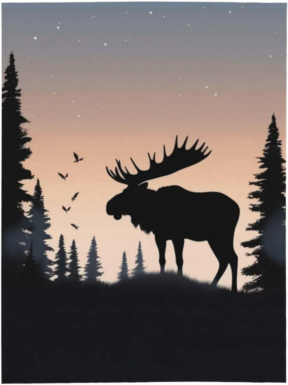 Moose Mountain Pine Tree Wilderness Throw Blanket Plush Flannel Fleece Blanket Soft Lightweight Cozy Blankets for Bed Couch Sofa Travel 50"X40"