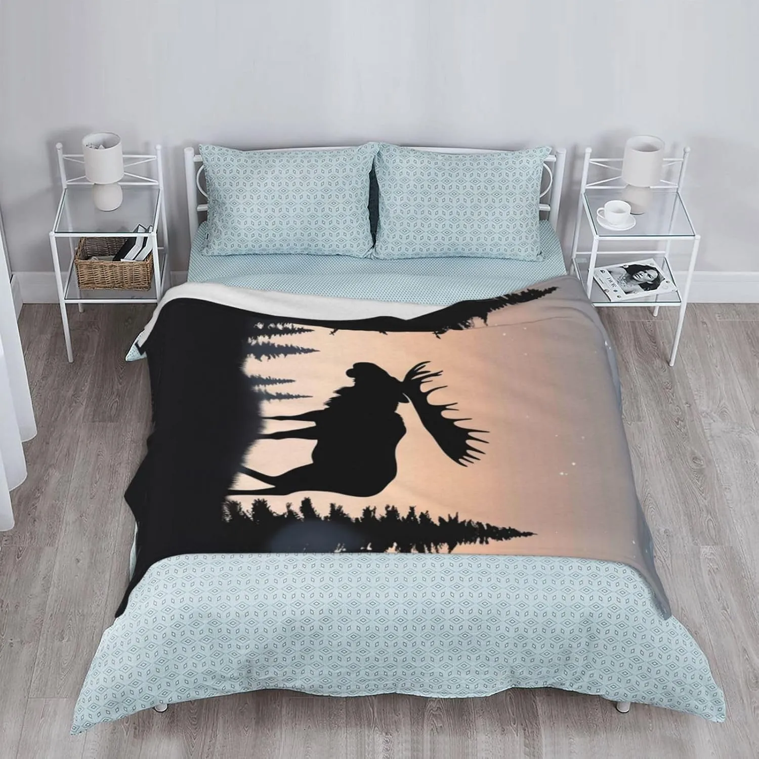 Moose Mountain Pine Tree Wilderness Throw Blanket Plush Flannel Fleece Blanket Soft Lightweight Cozy Blankets for Bed Couch Sofa Travel 50"X40"