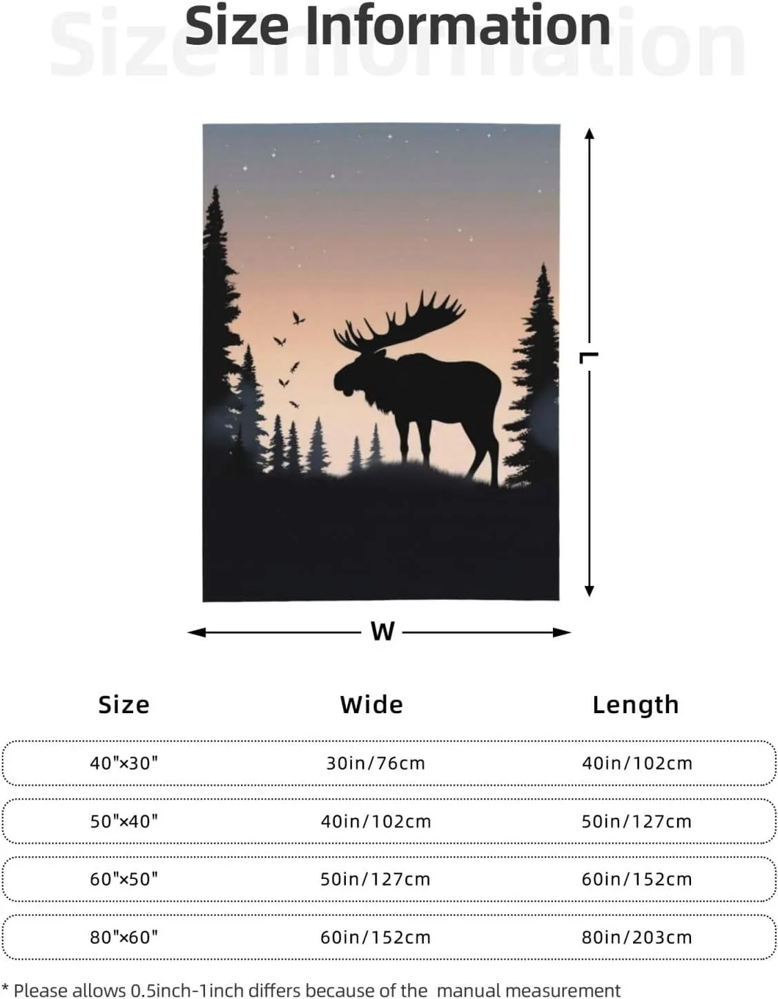 Moose Mountain Pine Tree Wilderness Throw Blanket Plush Flannel Fleece Blanket Soft Lightweight Cozy Blankets for Bed Couch Sofa Travel 50"X40"