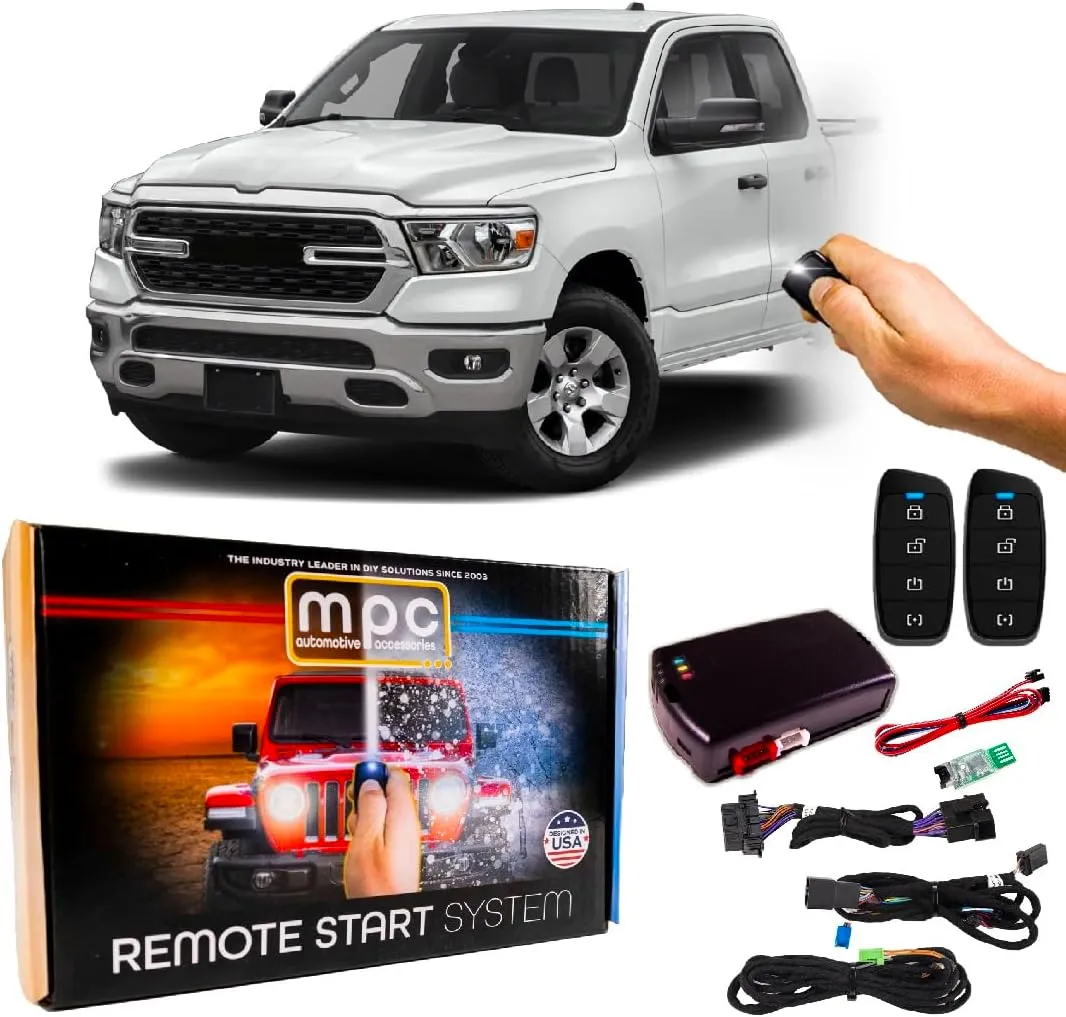 MPC 4-Button 2-Way Remote Starter Compatible with 2019-2024 RAM 1500 |Gas| |Push-to-Start| Plugin T-Harness - FlashLink Updater