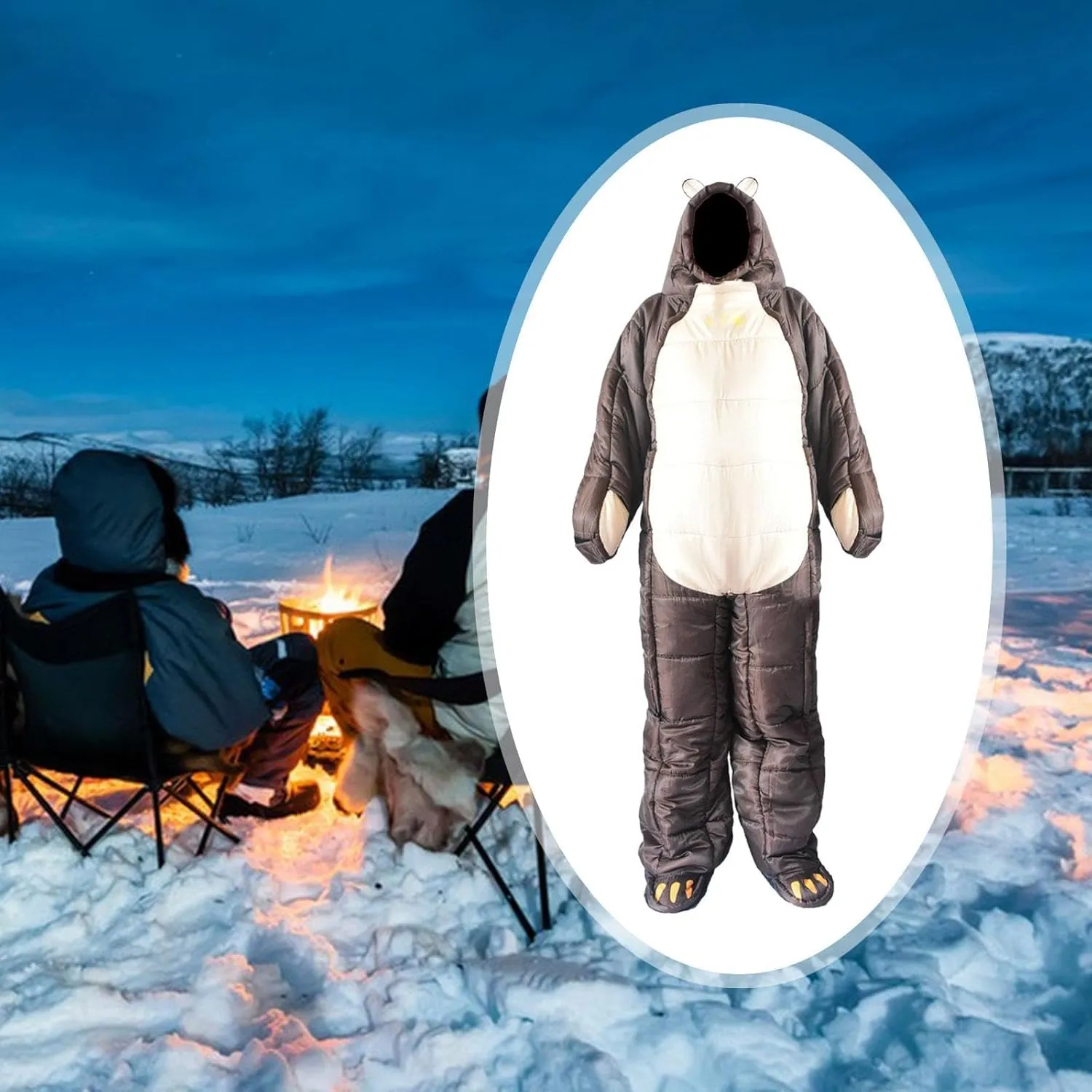 Mummy Sleeping Bag Camping Sleeping Bag Lightweight Warm Winter Humanoid Sleep Bag Bear Shaped for Indoor Backpacking Travel