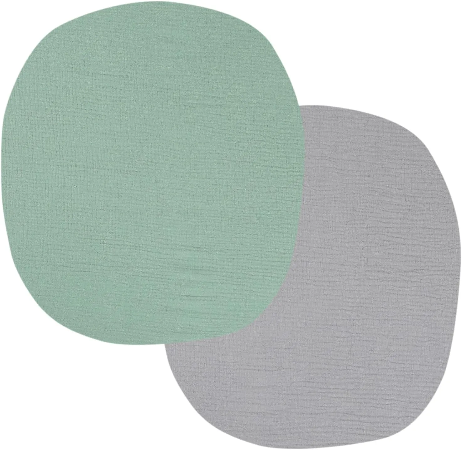 Muslin Bassinet Sheets 24" x21" Compatible with Graco Pack ‘n-Play Dome LX Bassinet, Small Round Bassinet Sheets 2 Pack 100% Cotton Grey and Green