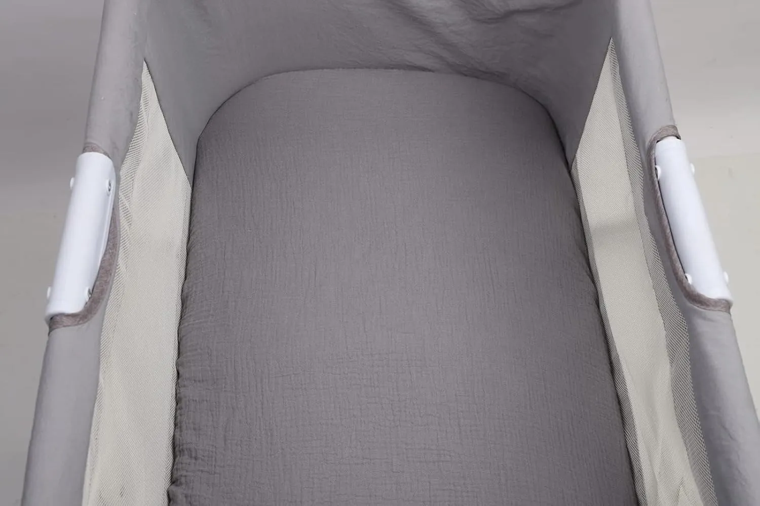 Muslin Bassinet Sheets 24" x21" Compatible with Graco Pack ‘n-Play Dome LX Bassinet, Small Round Bassinet Sheets 2 Pack 100% Cotton Grey and Green