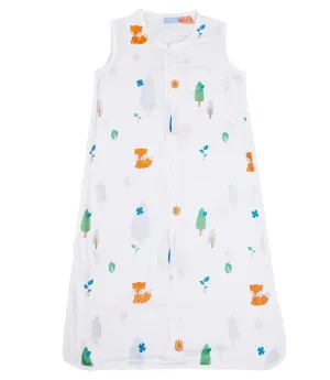 Muslin Cotton Toddler Sleeping Sack Bag, 0.5 Tog baby Lightweight Wearable Blanket for boy and girl (S, Forest)