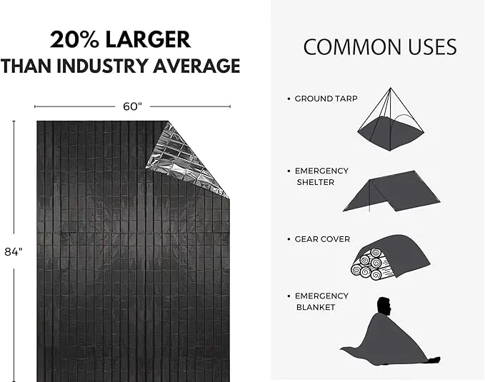 Mylar Emergency Blankets 4 Pack of Extra Large Thermal Foil NASA Designed Space Blankets for Camping, Hiking, Rescue, and Car Use - Reflective Heavy Duty Survival Blanket