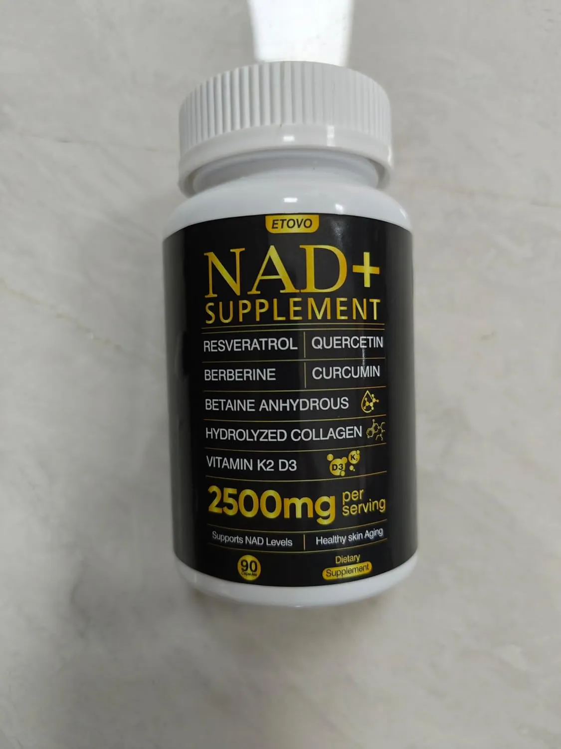 NAD  Supplement, 2500mg Liposomal NAD Booster with Resveratrol NAD Plus with Coptisine Quercetin Curcumin Supports Cellular Health, Physical Strength and Healthy Aging 90 Capsules 1 Bottle