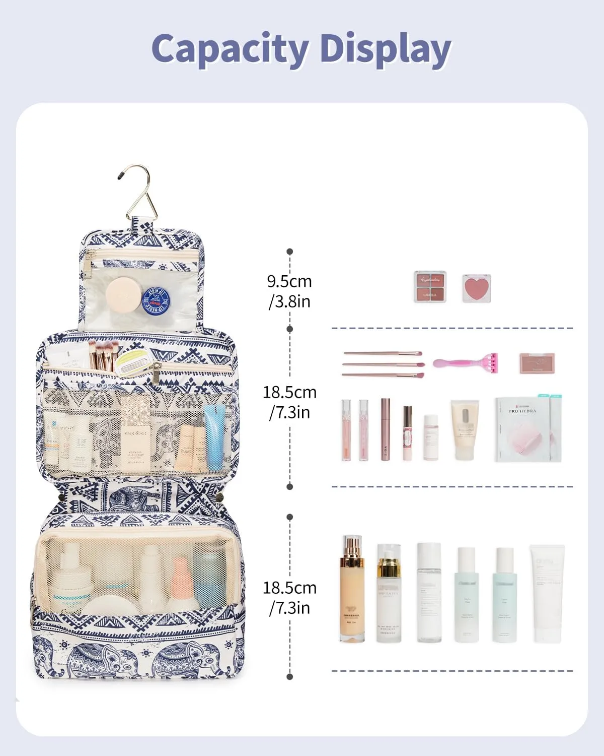 Narwey Small Hanging Travel Toiletry Bag for Women, Travel Bag for Toiletries, Makeup Bag Organizer Cosmetic Bags Make Up Bags for Girls
