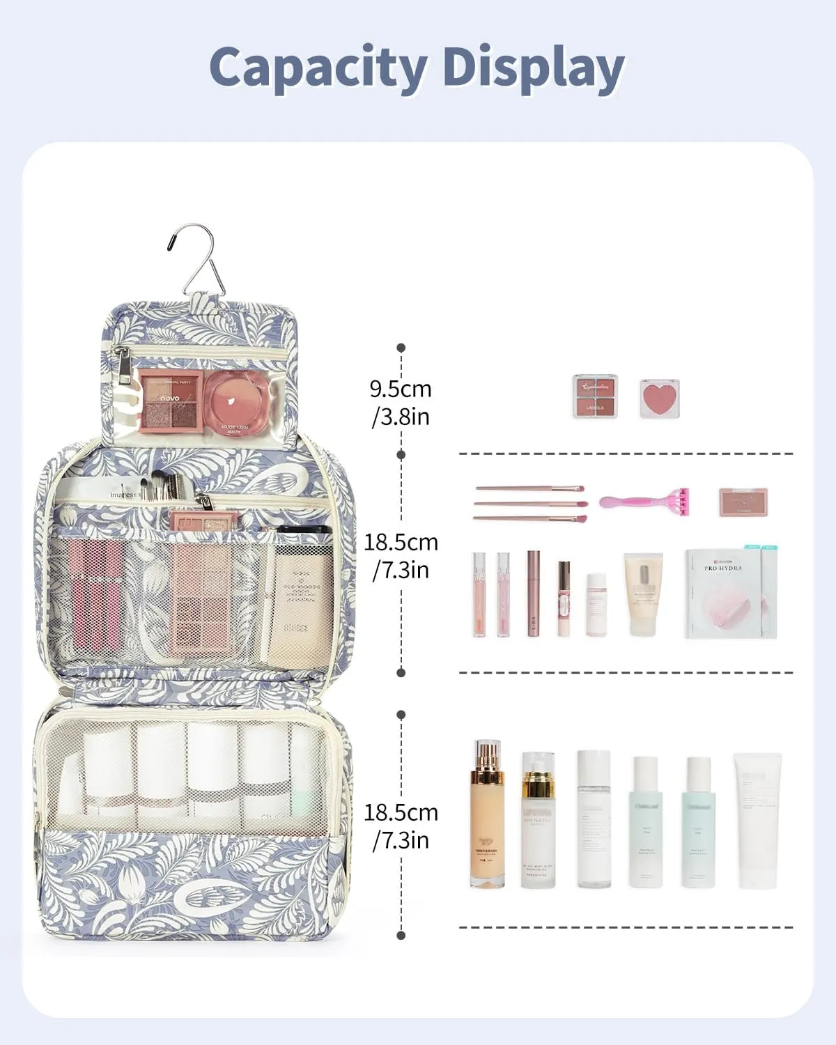 Narwey Small Hanging Travel Toiletry Bag for Women, Travel Bag for Toiletries, Makeup Bag Organizer Cosmetic Bags Make Up Bags for Girls