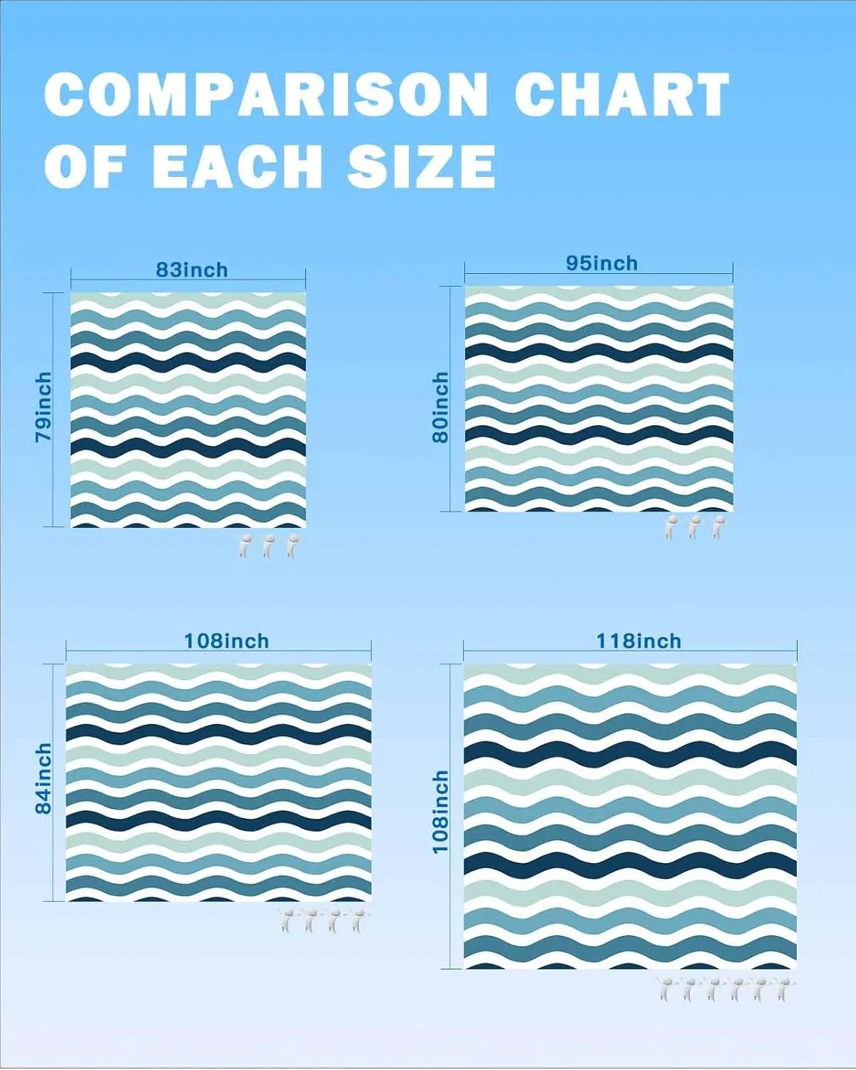Nautical Beach Blanket Waterproof Sandproof 108"x84", Gradient Blue Green Water Ripple Stripes Oversized Beach Mat with 4 Corner Sand Pocket & 4 Stakes, Compact Outdoor Picnic Mat for Camping Travel
