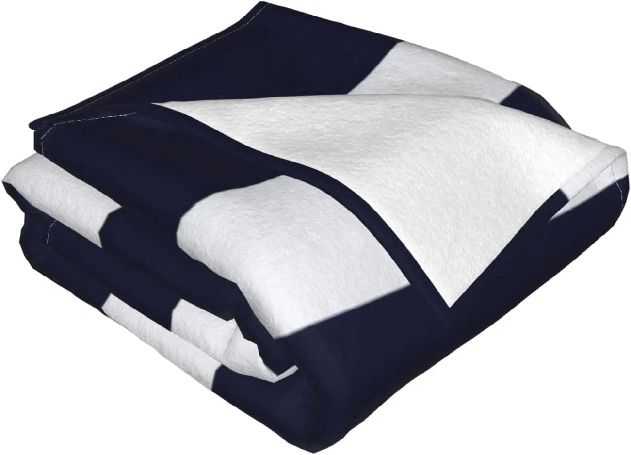 Navy Blue and White Stripes 60"X50" Flannel Blanket - 100% Soft Polyester, Lightweight and Warm, Suitable for Families, Camping, Travel