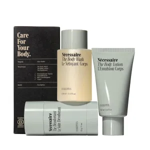 Nécessaire Eucalyptus Body Essentials Set – Travel-Size Body Wash, Body Lotion   Deodorant | For Women   Men | Dermatologist-Tested. Hypoallergenic. Vegan | Aluminum-Free Deodorant