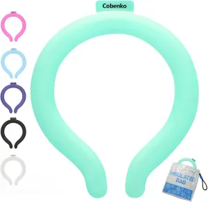 Neck Cooling Tube with Cold Insulated Bag,Cooling Wrap for Summer,Reusable 18℃/64℉ Ice Neck Ring Wearable Body Cooling Products for Heat Outdoor Sports (Green)