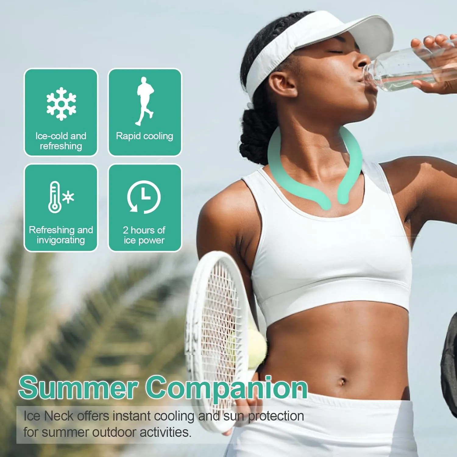 Neck Cooling Tube with Cold Insulated Bag,Cooling Wrap for Summer,Reusable 18℃/64℉ Ice Neck Ring Wearable Body Cooling Products for Heat Outdoor Sports (Green)