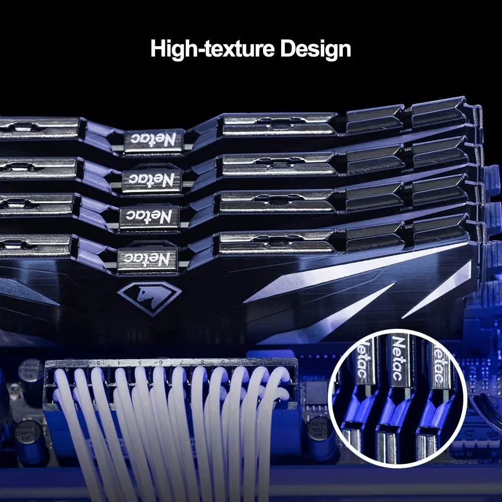 Netac DDR4 DRAM 32GB Kit (2x16GB) 3200MHz XMP 2.0 Dual Channel RAM CL16 (PC4-25600) 1.35V 288-Pin Upgraded Aluminum Heat Sink Ideal for Gaming Computer Upgrade - Shadow II Series