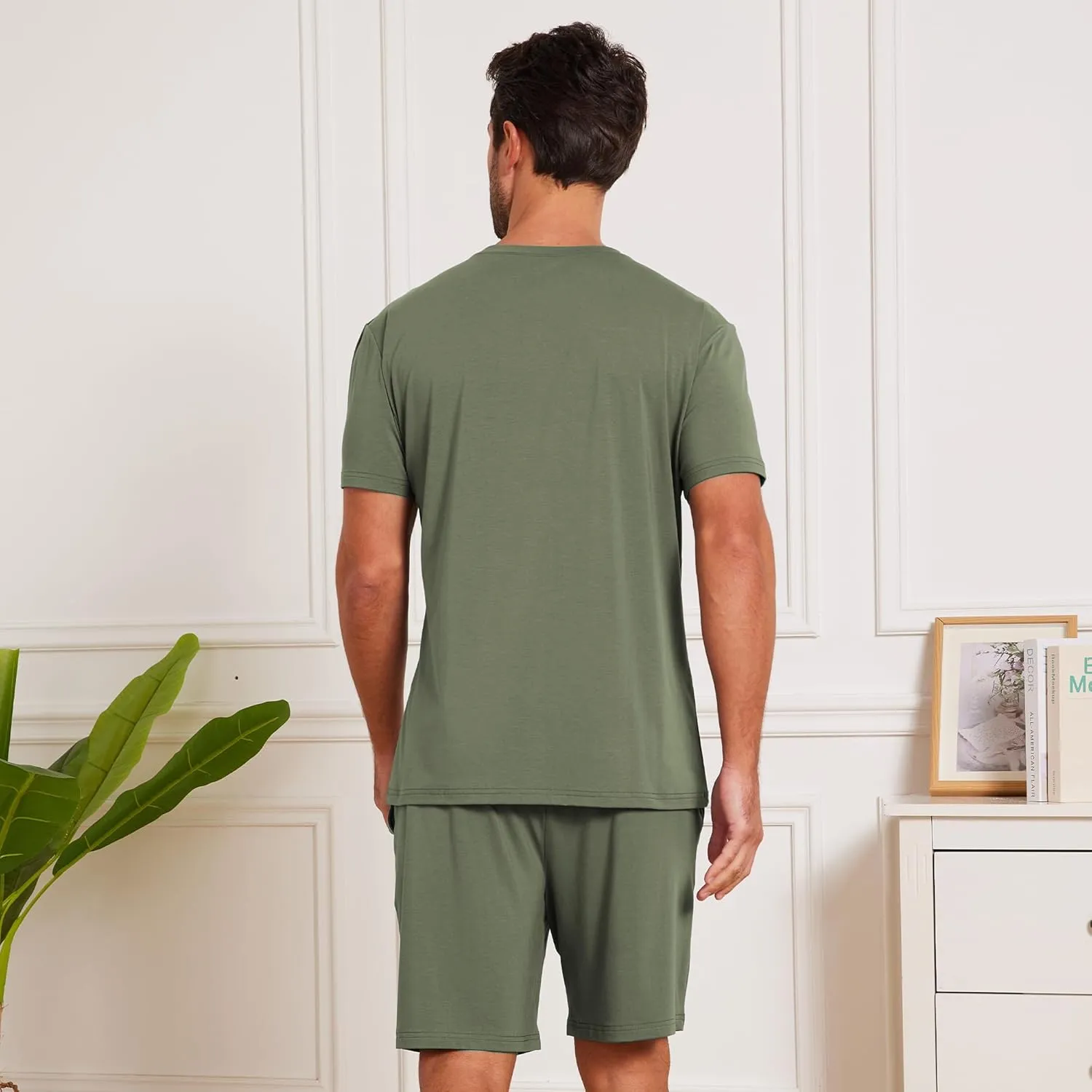 netdraw Men's Ultra Soft Bamboo Viscose Pajama Sets Lightweight Comfy Lounge Sleep Short Sleeve Pjs Sleepwear