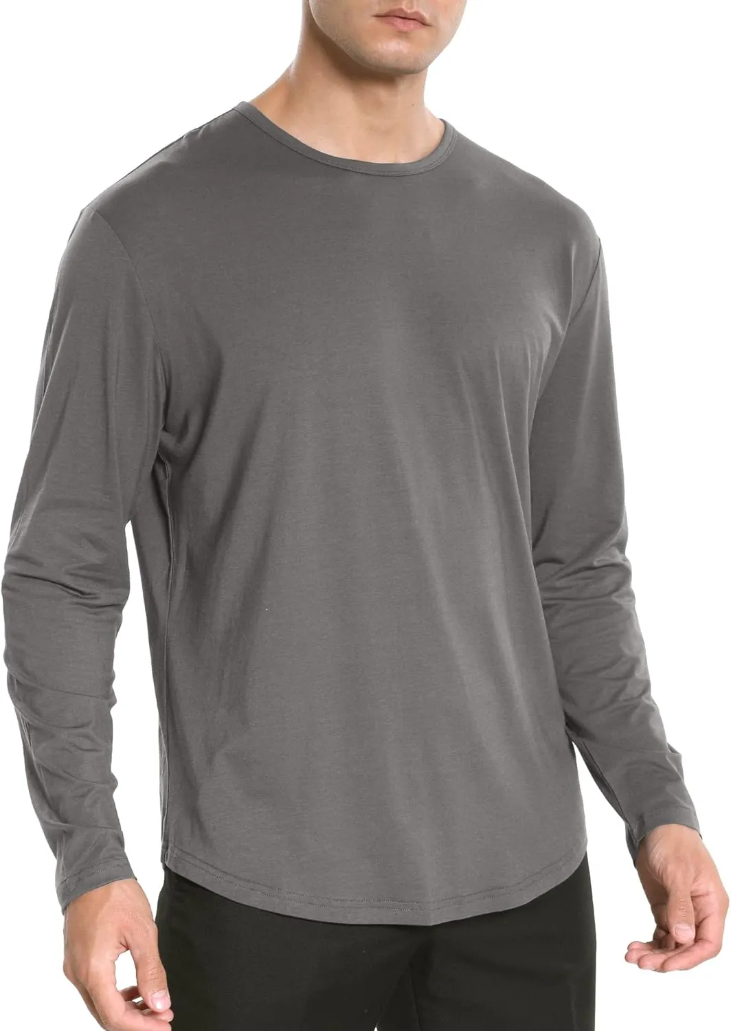 netdraw Men's Ultra Soft Bamboo Viscose T-Shirt Curve Hem Lightweight Cooling Short/Long Sleeve Casual Basic Tee Shirt
