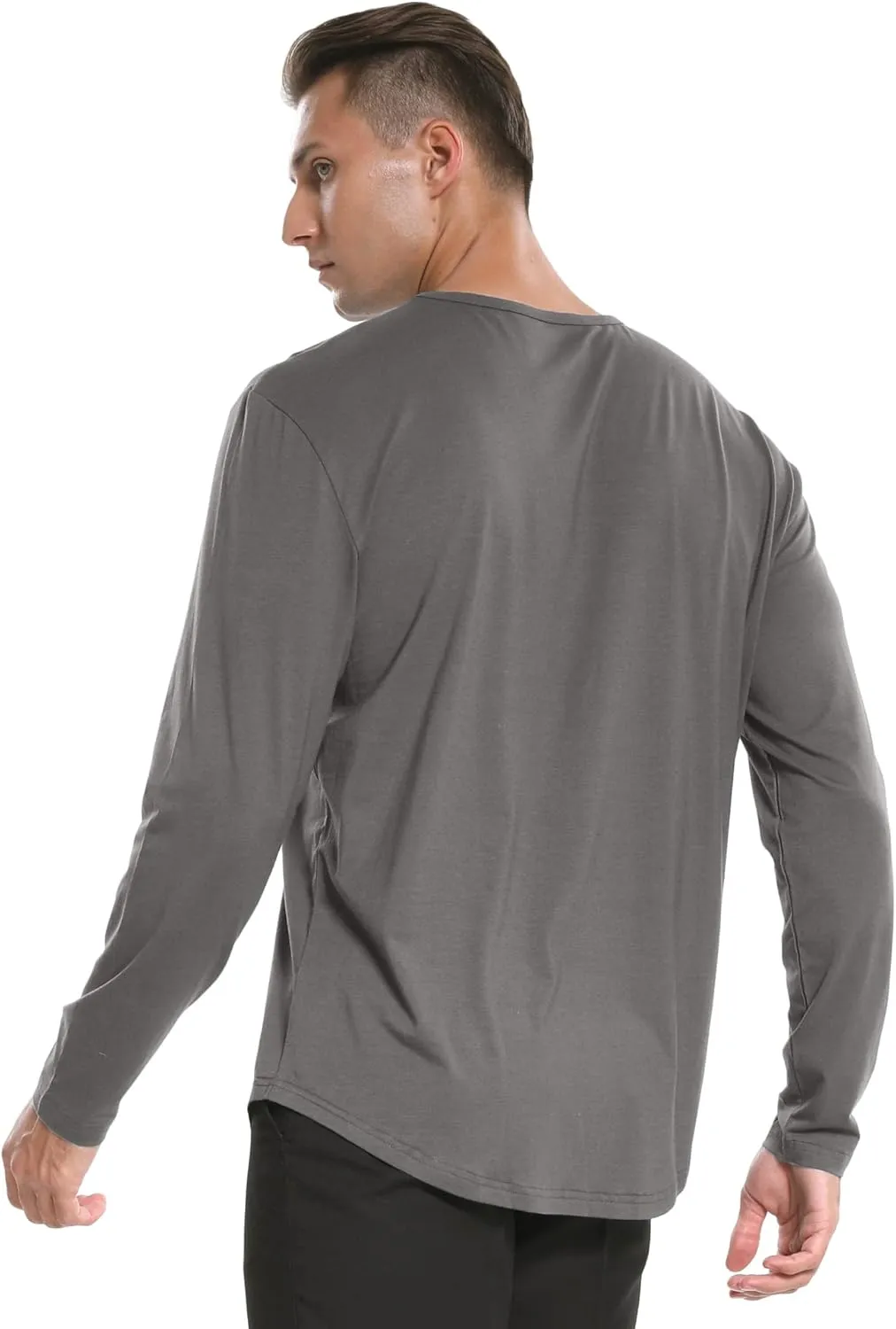 netdraw Men's Ultra Soft Bamboo Viscose T-Shirt Curve Hem Lightweight Cooling Short/Long Sleeve Casual Basic Tee Shirt