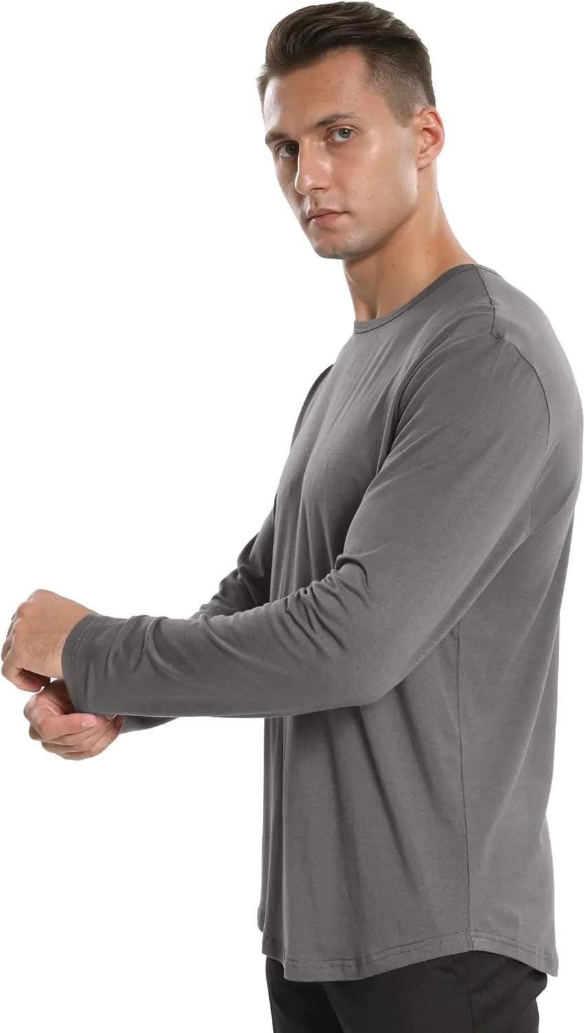 netdraw Men's Ultra Soft Bamboo Viscose T-Shirt Curve Hem Lightweight Cooling Short/Long Sleeve Casual Basic Tee Shirt