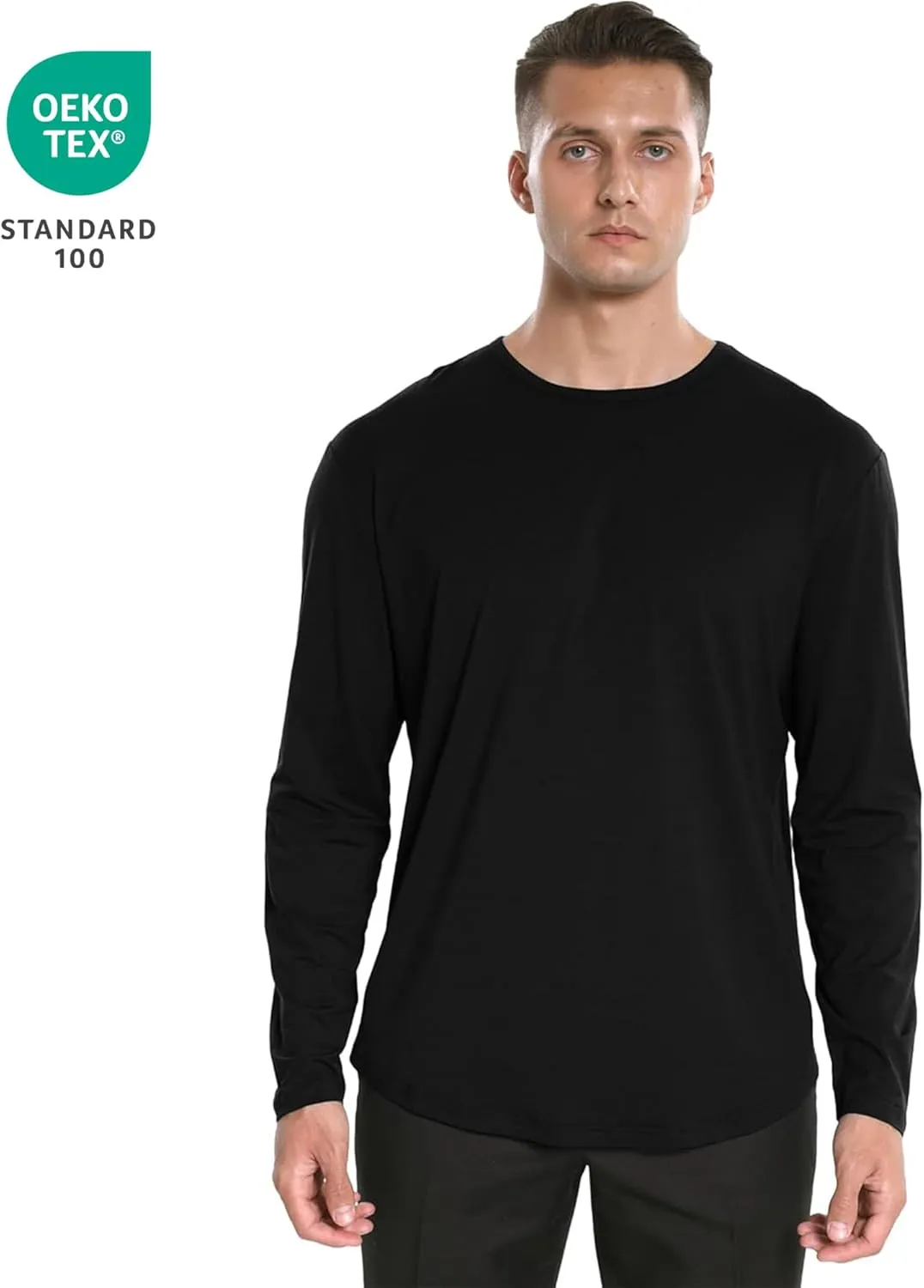 netdraw Men's Ultra Soft Bamboo Viscose T-Shirt Curve Hem Lightweight Cooling Short/Long Sleeve Casual Basic Tee Shirt