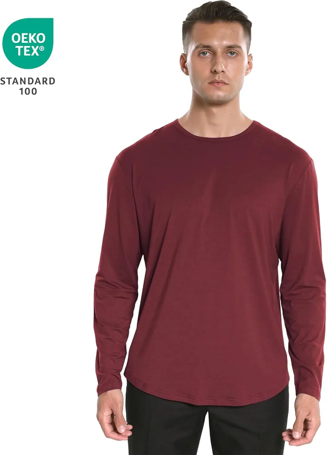 netdraw Men's Ultra Soft Bamboo Viscose T-Shirt Curve Hem Lightweight Cooling Short/Long Sleeve Casual Basic Tee Shirt