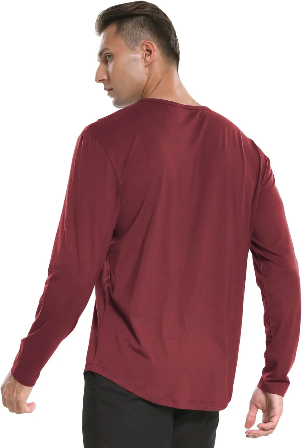netdraw Men's Ultra Soft Bamboo Viscose T-Shirt Curve Hem Lightweight Cooling Short/Long Sleeve Casual Basic Tee Shirt