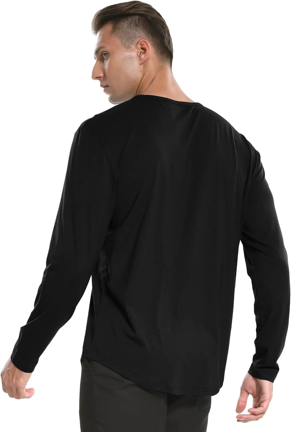 netdraw Men's Ultra Soft Bamboo Viscose T-Shirt Curve Hem Lightweight Cooling Short/Long Sleeve Casual Basic Tee Shirt